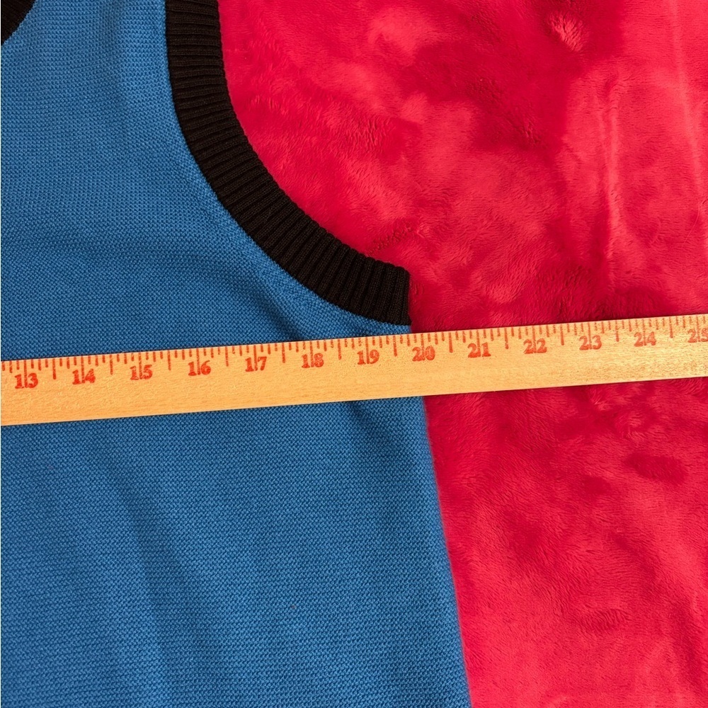 Talbots Petite XL Blue Black Sleeveless Knit Sweater Vest NWT - Picture 5 of 9